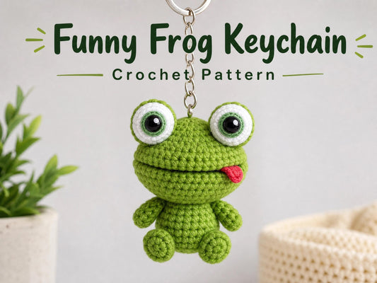 Funny Frog Keychain Crochet Pattern | Amigurumi Googly Eyes (PDF Download)