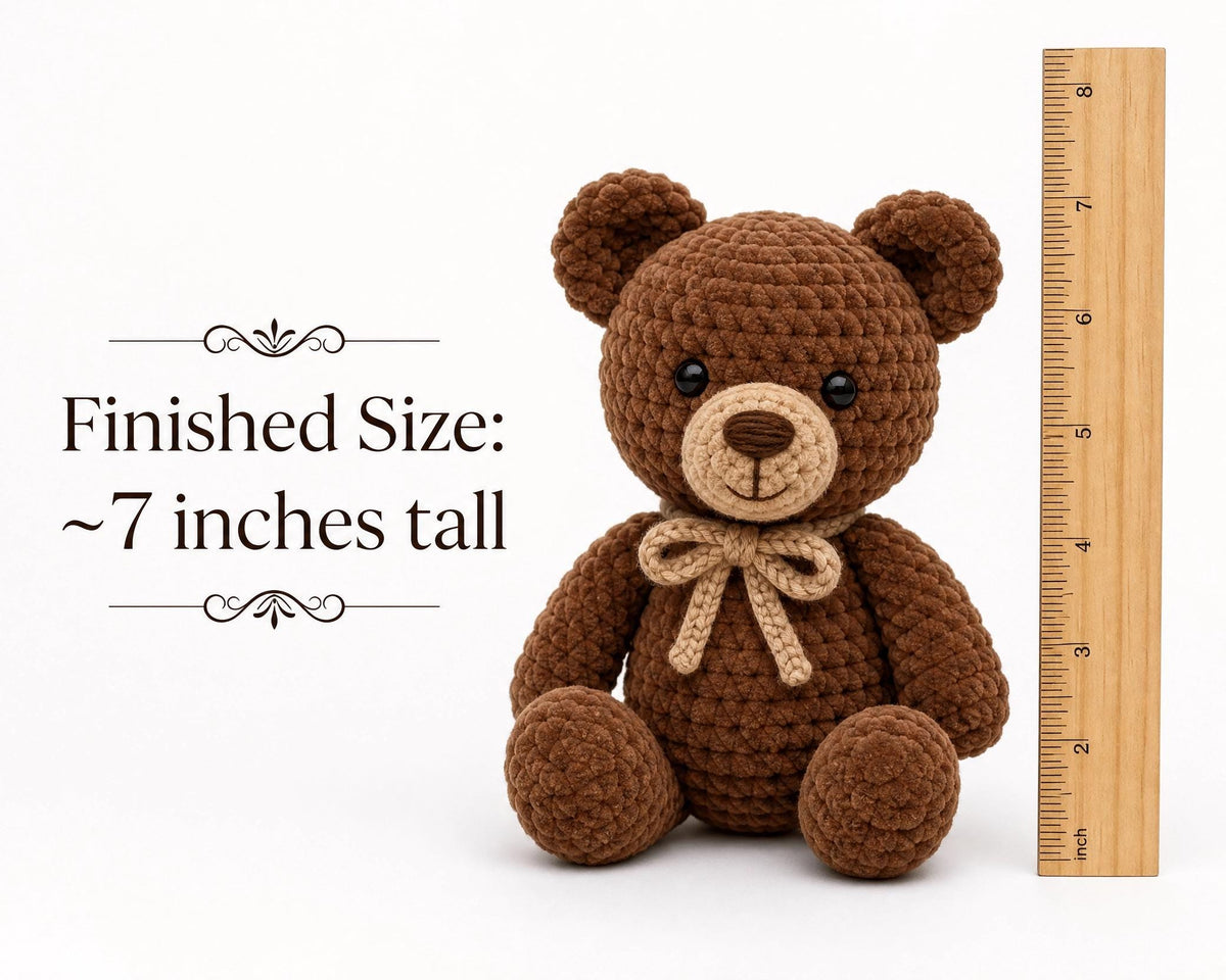 Velvet Teddy Bear Crochet Pattern – Beginner Amigurumi PDF (Instant Download)