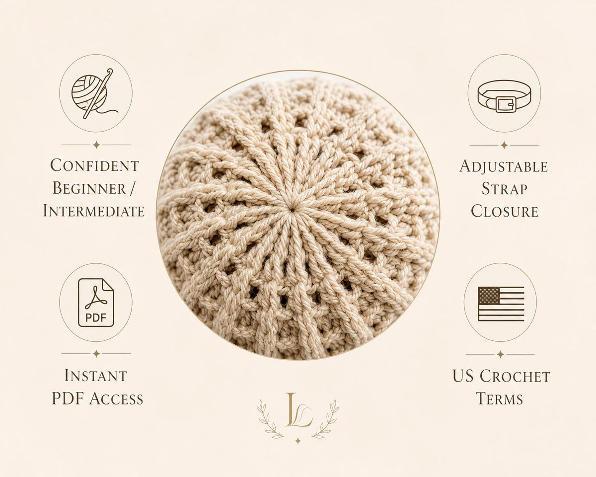 Star Stitch Crochet Baseball Cap Pattern – Textured Adult Hat PDF (Instant Download)