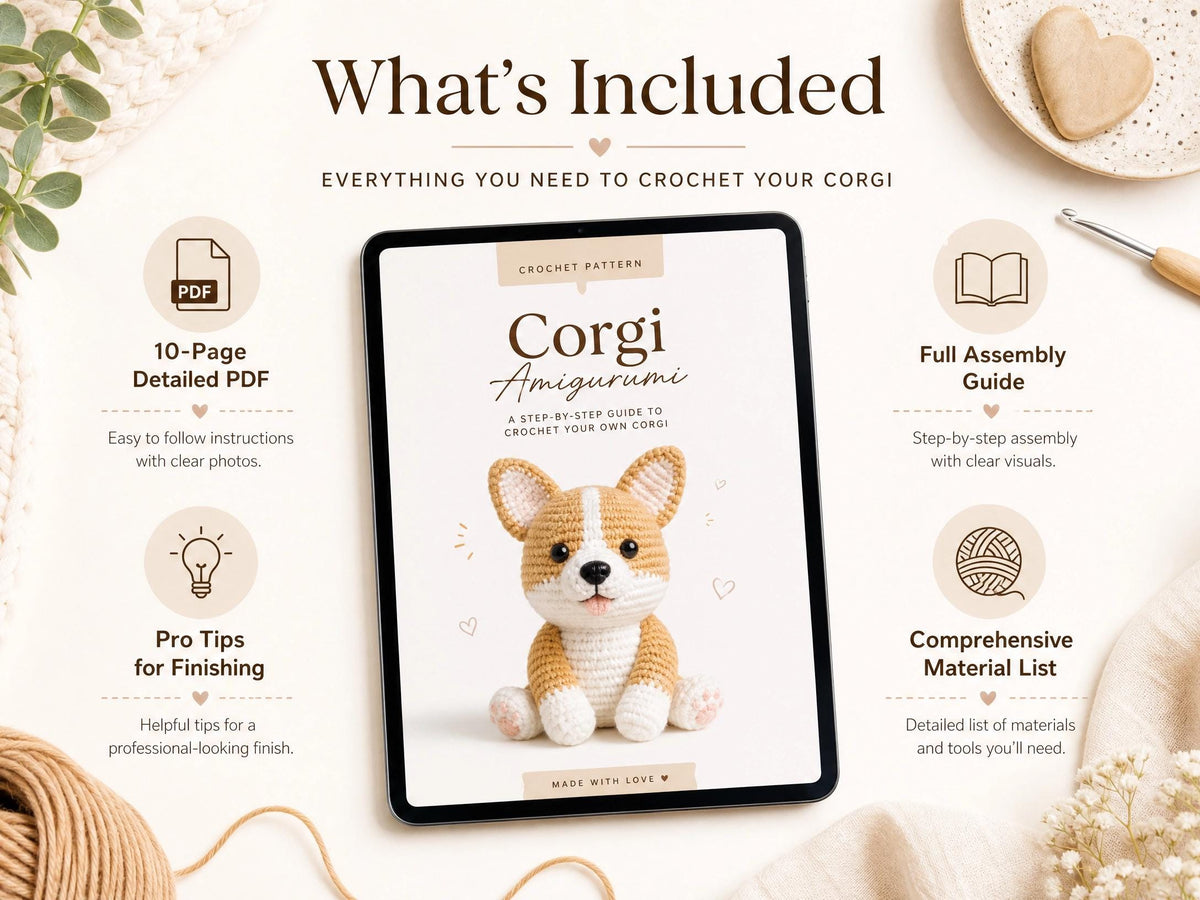 Corgi Amigurumi Crochet Pattern, Intermediate Dog Plushie PDF, Realistic Corgi Toy (Instant Download)