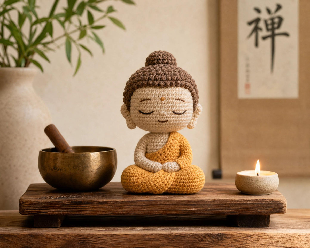 Meditative Buddha Amigurumi Crochet Pattern, Intermediate PDF, Zen Decor, Instant Download