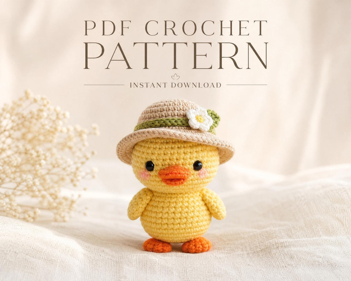 Crochet Duck Pattern PDF - Amigurumi Duckling with Hat Digital Download Easy Beginner Toy Gift