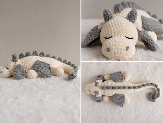 Crochet Dragon Pattern | Beginner Chenille Amigurumi Plushie (PDF Download)