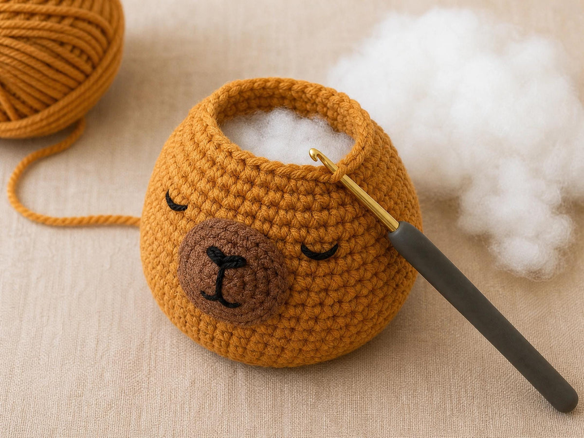 Capybara Amigurumi Pattern: Beginner Crochet PDF with Orange-Slice Hat