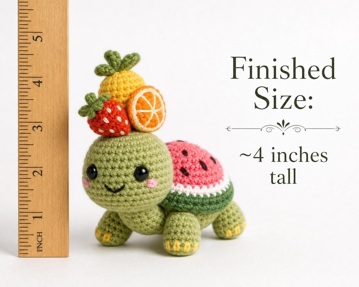 3-in-1 Fruit Turtle Crochet Pattern Bundle – Strawberry, Watermelon, Kiwi Amigurumi PDF