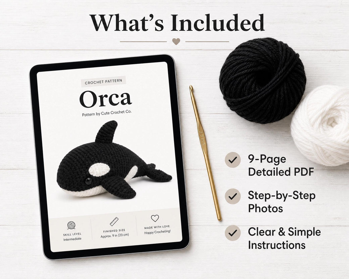 Speckled Orca Whale Amigurumi Crochet Pattern, Killer Whale Plush PDF, Ocean Nursery Decor, Beginner Crochet Animal, Sea Creature Toy