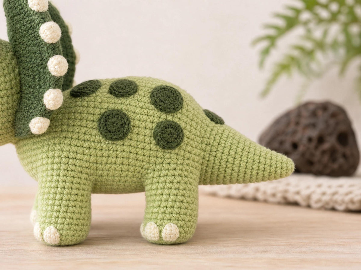Triceratops Amigurumi Crochet Pattern | Intermediate Dino PDF Toy Tutorial