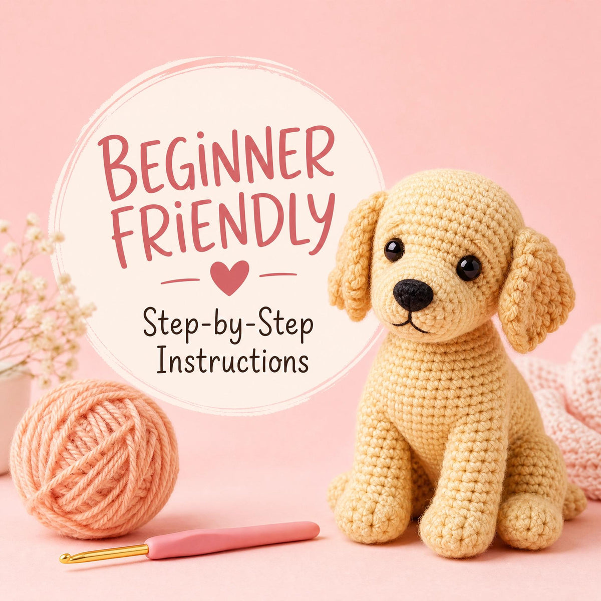 Golden Retriever Puppy Amigurumi Crochet Pattern | Beginner Friendly (PDF Download)