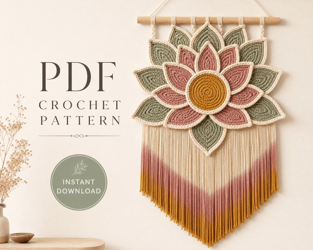 Radiant Lotus Coiled Rope Wall Hanging Pattern | Boho Floral Art Tutorial (PDF Download)