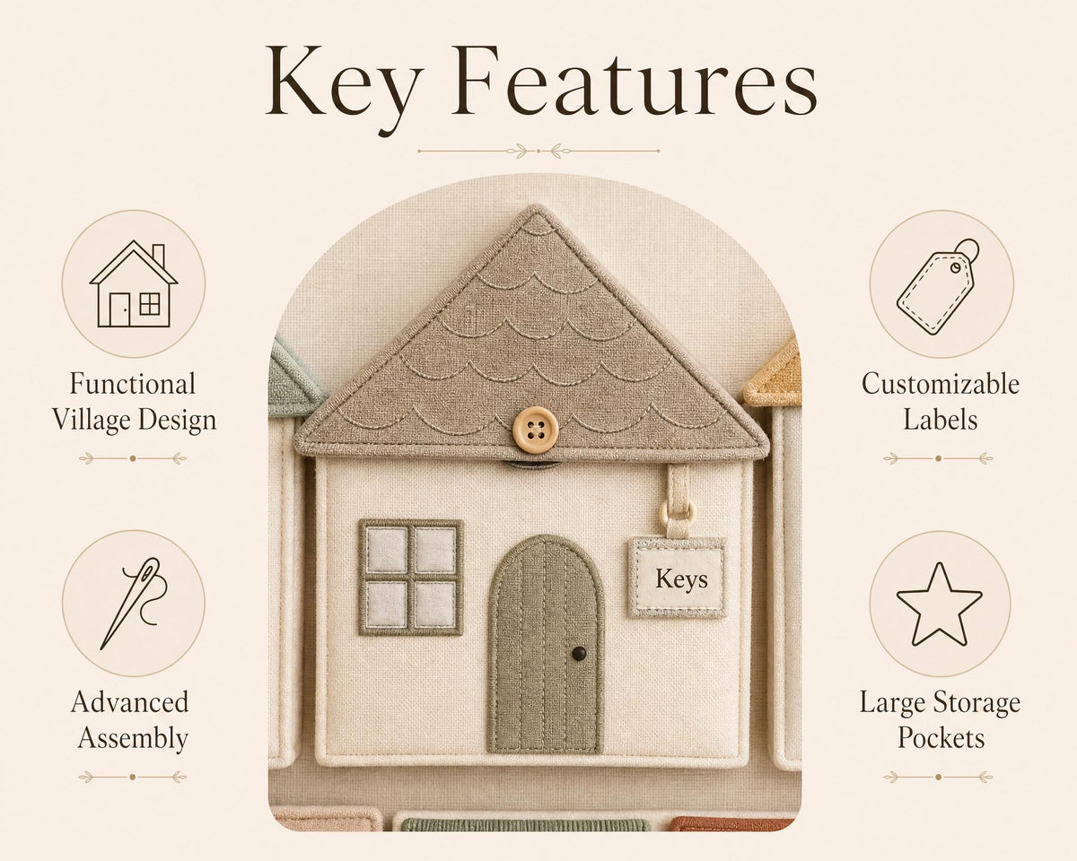 Cottage Row Crochet Wall Organizer Pattern | Village House Pockets (Digital PDF)