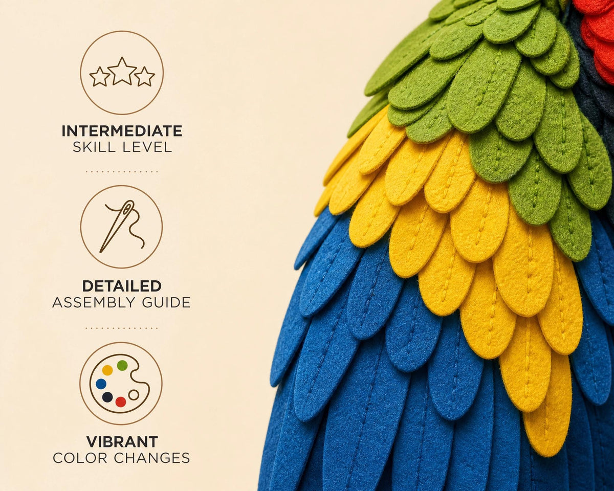 Crochet Parrot Pattern PDF - Amigurumi Bird Toy Intermediate Digital Download Macaw Style