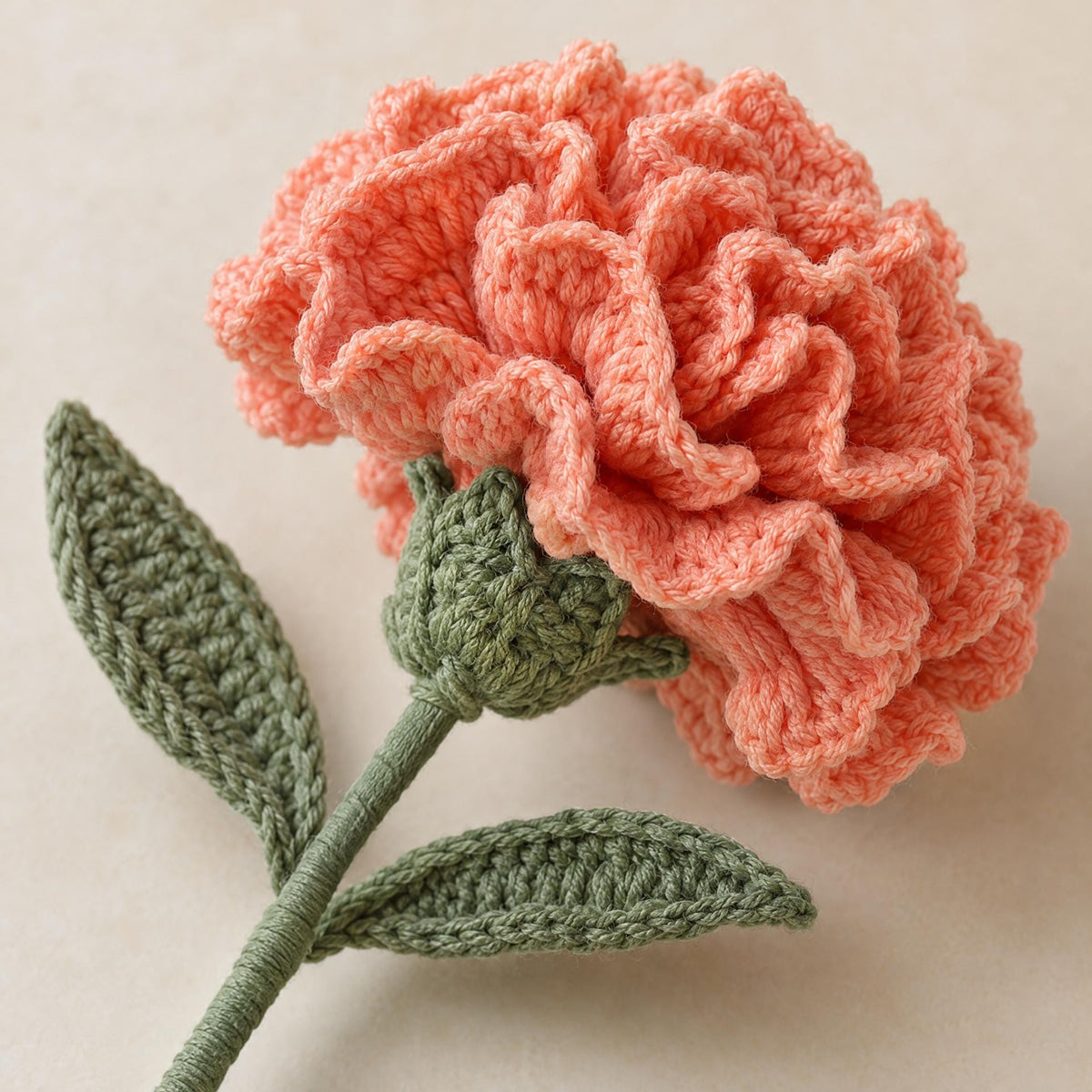 Ruffled Carnation Posy Crochet Pattern PDF, Beginner Flower Bouquet Tutorial, Crochet Carnation, Leaf and Stem Pattern, Digital Download