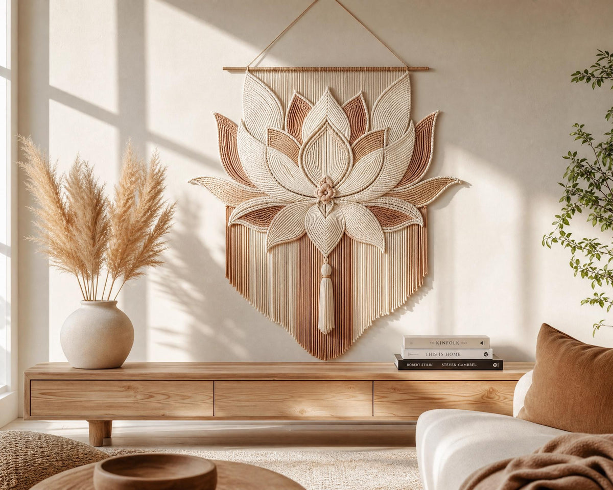 Boho Lotus Coiled Rope Wall Hanging Pattern (PDF Download) + 60 Macrame Knot Patterns