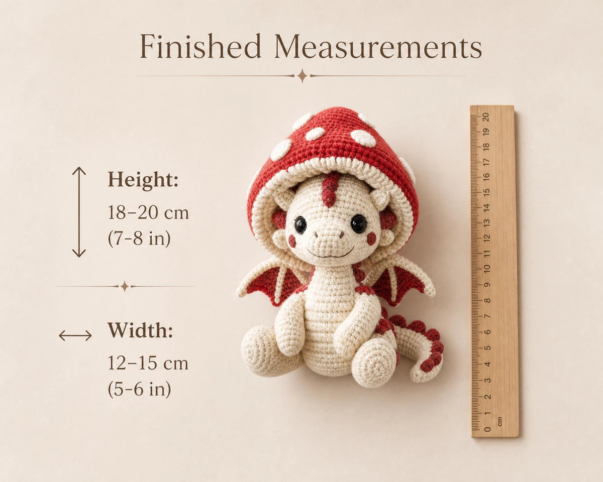Mushroom Dragon Amigurumi Crochet Pattern US Terms PDF