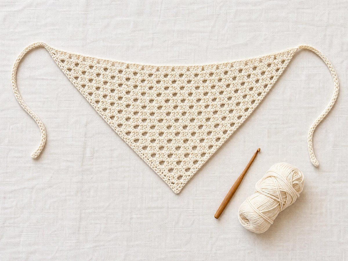 Wanderlust V-Stitch Triangle Bandana Crochet Pattern | Beginner Head Scarf (PDF Download)