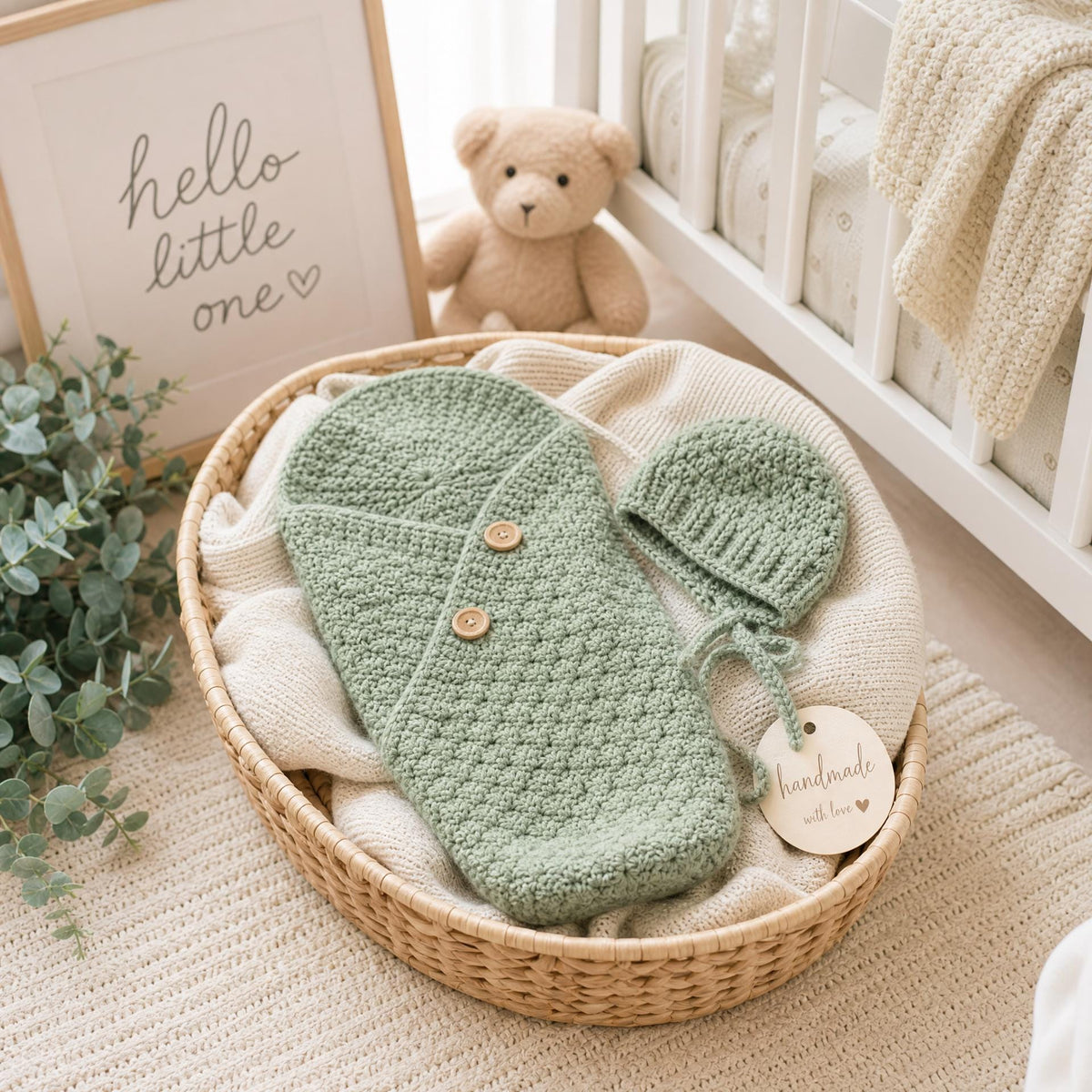 Rose Petal Newborn Crochet Cocoon and Bonnet Pattern (PDF Download)