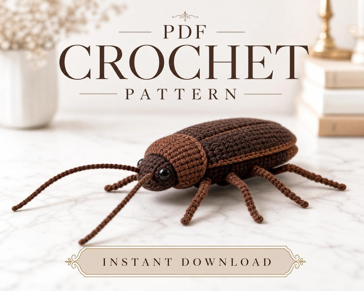 Crochet Cockroach Amigurumi Pattern PDF - Instant Download Realistic Bug Toy