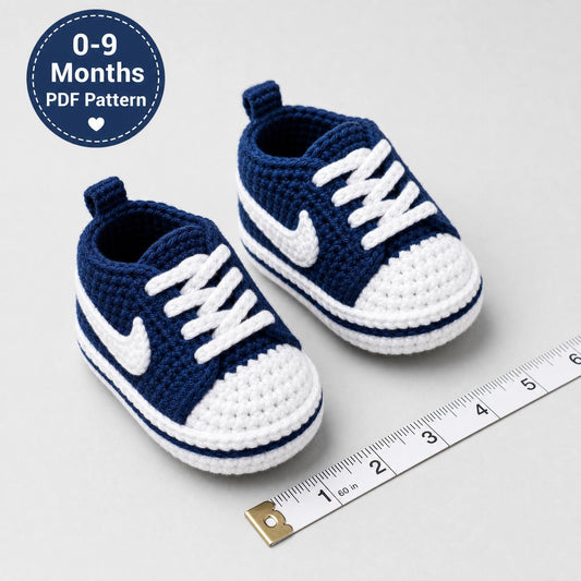 Crochet Baby Sneakers Pattern | High-Top Booties, 0-9 Months (PDF Download) English + Dutch