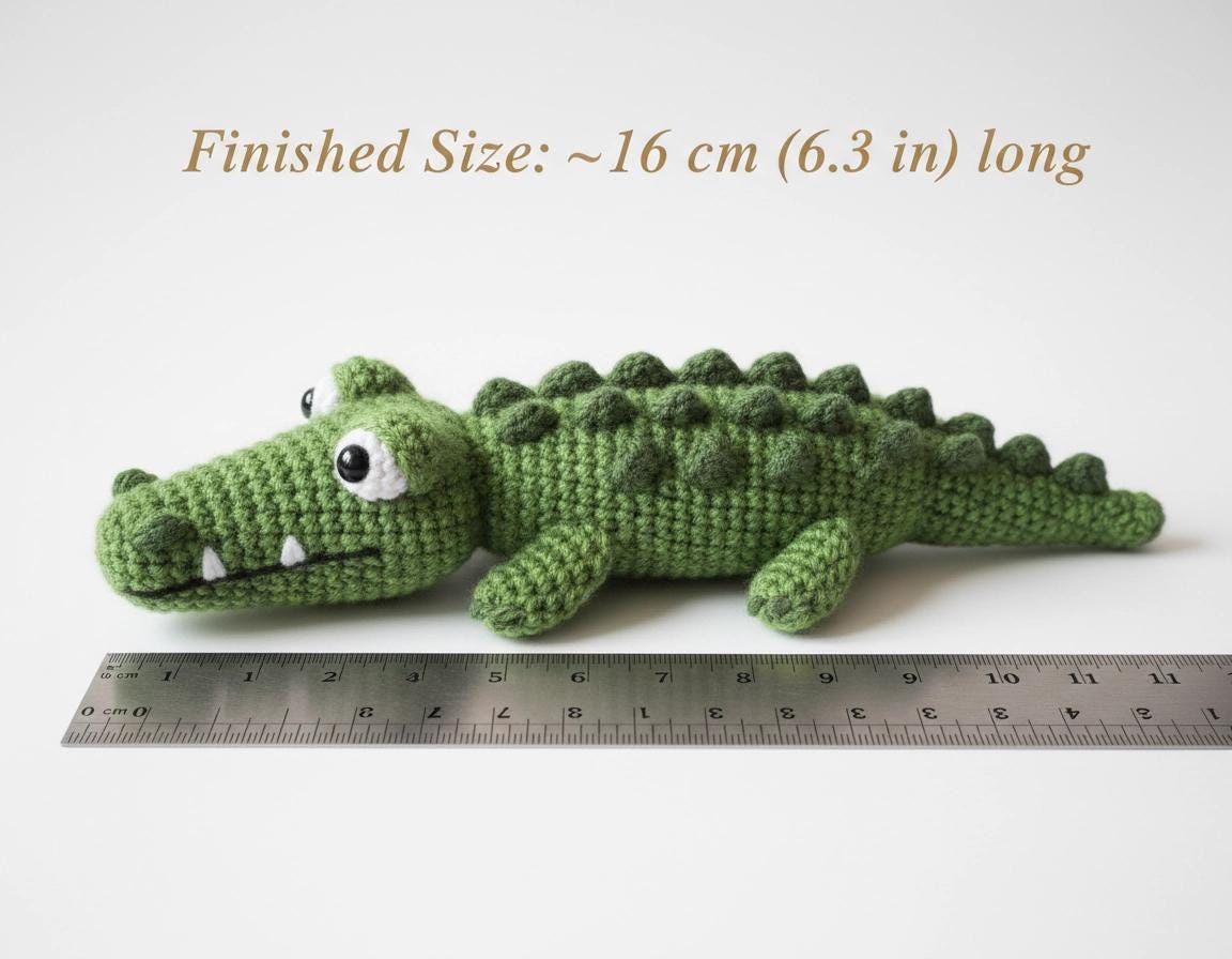 Crocodile Amigurumi Crochet Pattern - Intermediate PDF - Posable Toy Animal - Instant Download