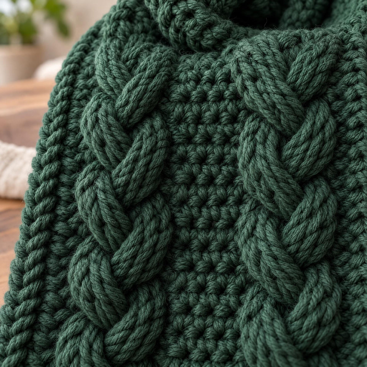 Evergreen Cable Hooded Scarf Pattern: Crochet PDF for Adults