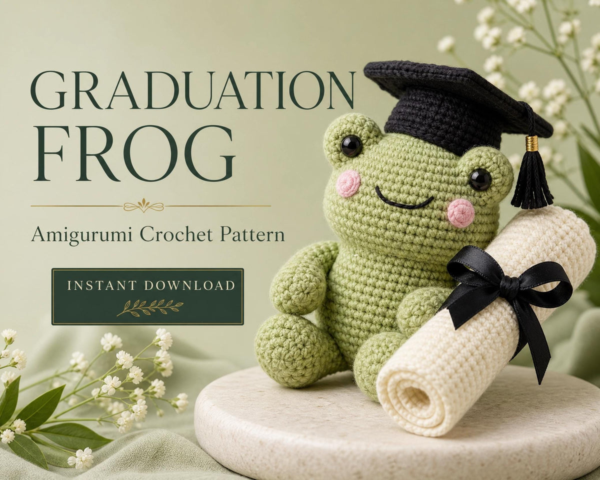 Graduation Frog Crochet Pattern | Amigurumi PDF Toy (Digital Download)