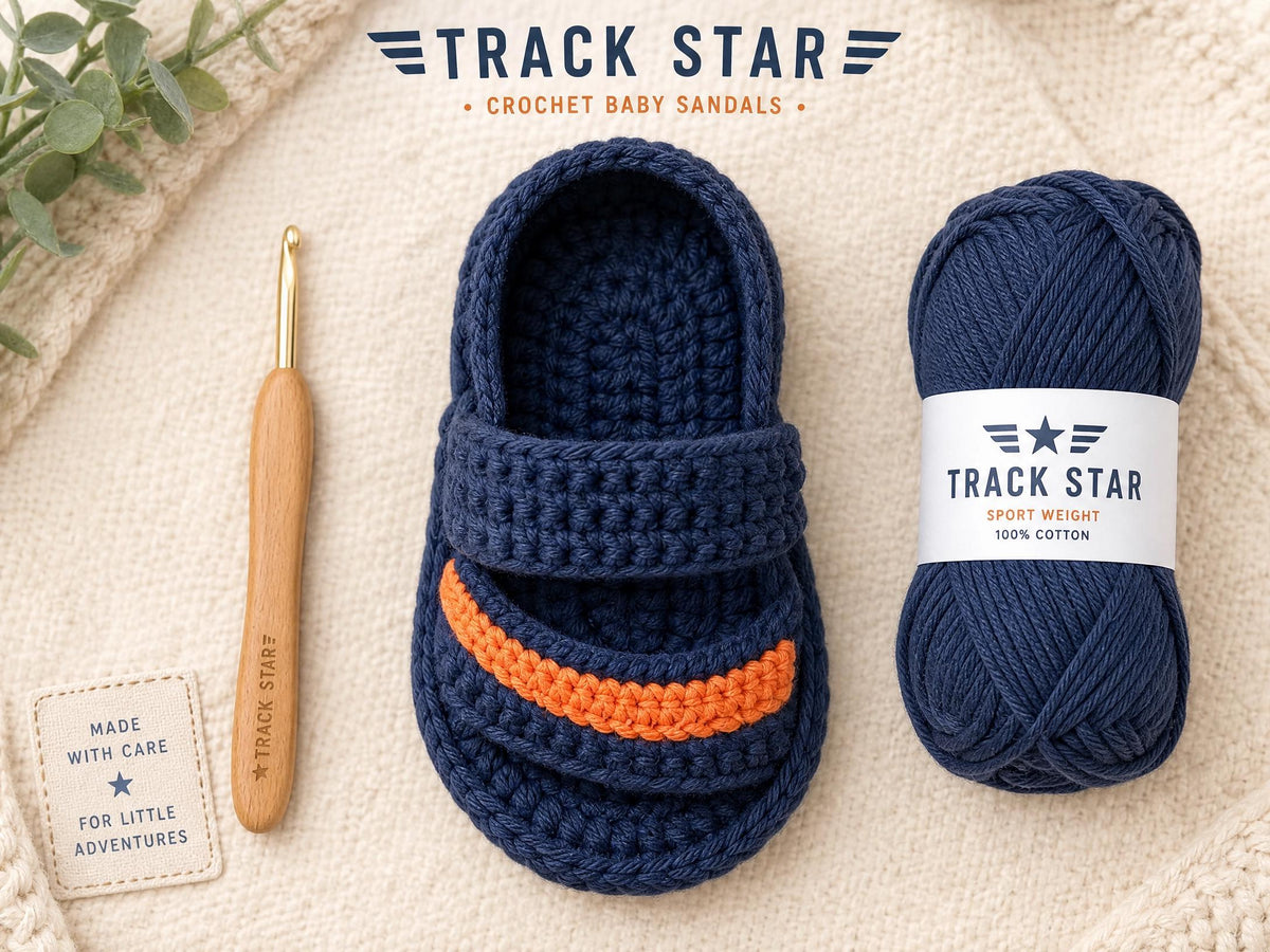 Track Star Sport Sandals Crochet Pattern | Baby Shoes PDF (Intermediate Skill)