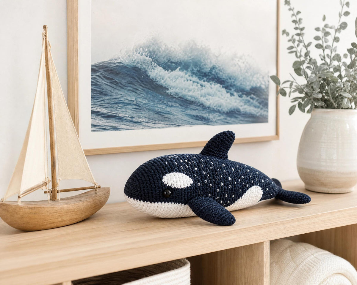 Speckled Orca Whale Amigurumi Crochet Pattern, Killer Whale Plush PDF, Ocean Nursery Decor, Beginner Crochet Animal, Sea Creature Toy