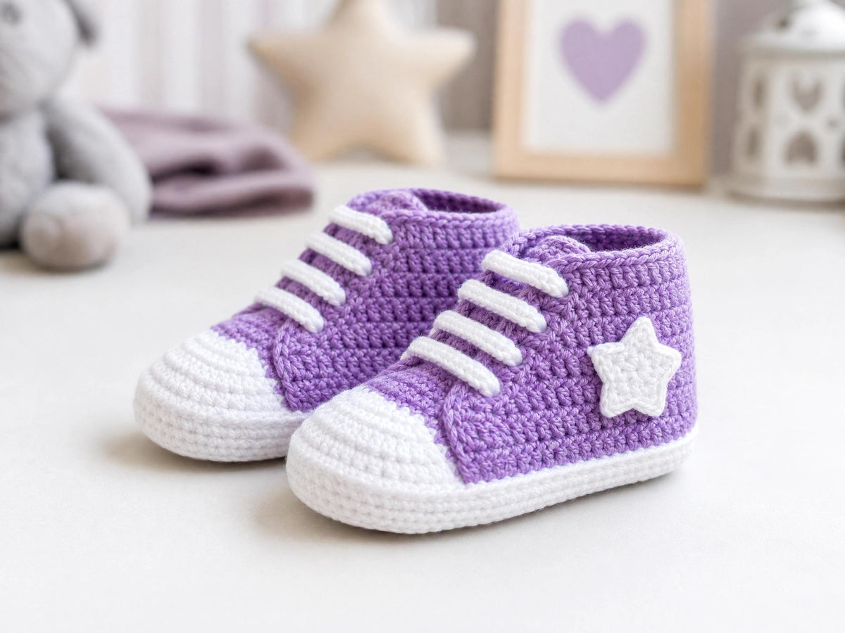 Crochet Baby Booties Pattern | Star Sneakers, Security Blanket Style (PDF Download)