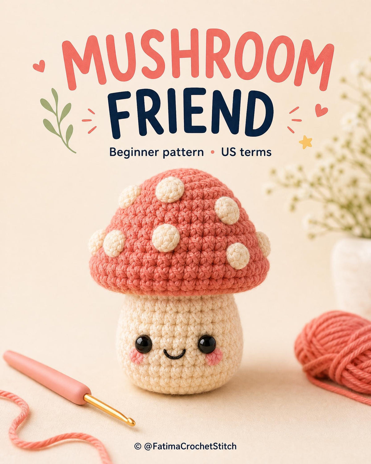 Beginner Crochet Plush Trio Pattern, Mushroom Cactus Turtle Amigurumi (PDF Download)