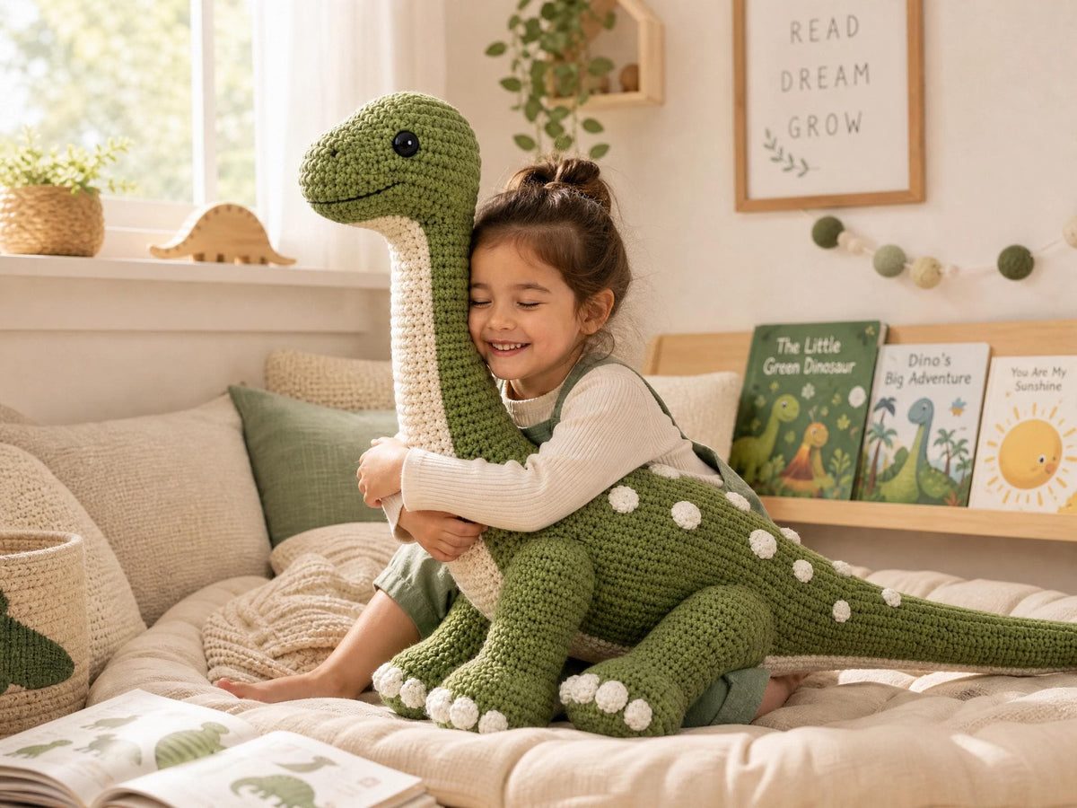 Dexter the Long-Neck Dino Crochet Pattern | Large Floor-Sized Plush PDF | Friendly Dinosaur Amigurumi | Advanced Tutorial