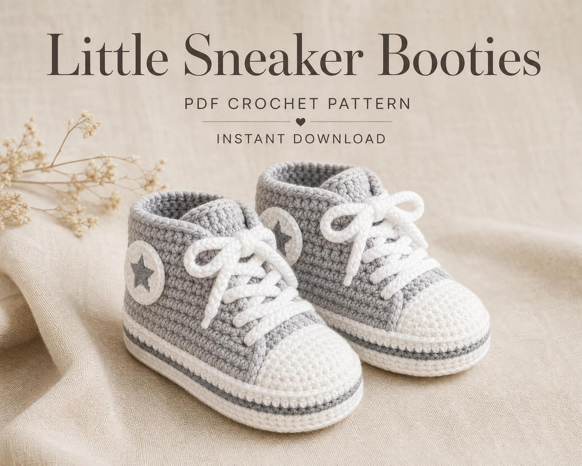Crochet Sneaker Booties Pattern | High-Top Baby Shoes PDF (Instant Download)