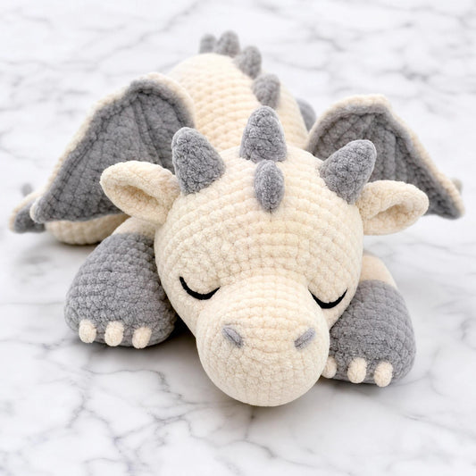 Crochet Dragon Pattern | Beginner Chenille Amigurumi Plushie (PDF Download)