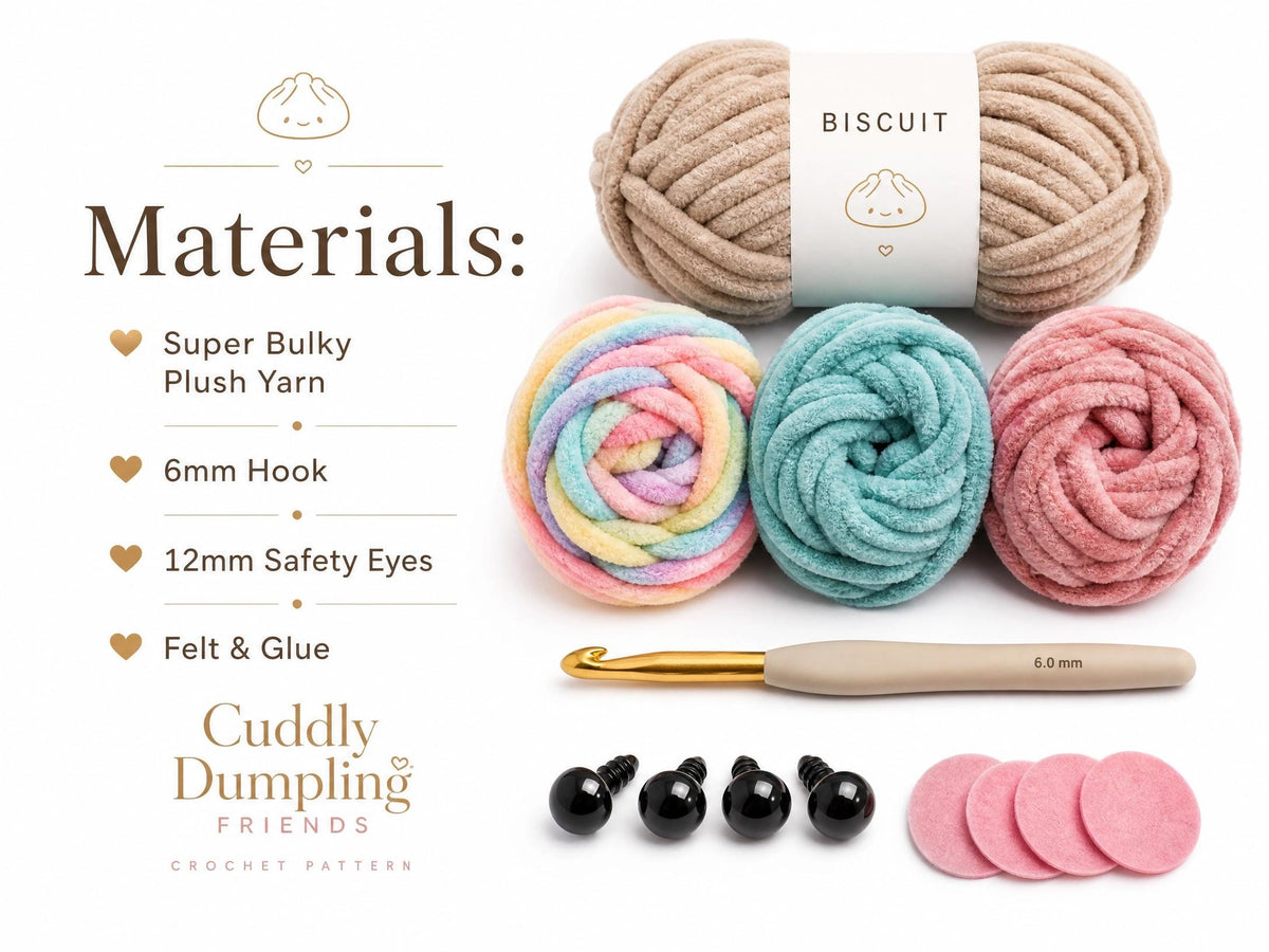 Cuddly Dumpling Friends Crochet Pattern | No-Sew Amigurumi PDF | Plush Toy Pattern