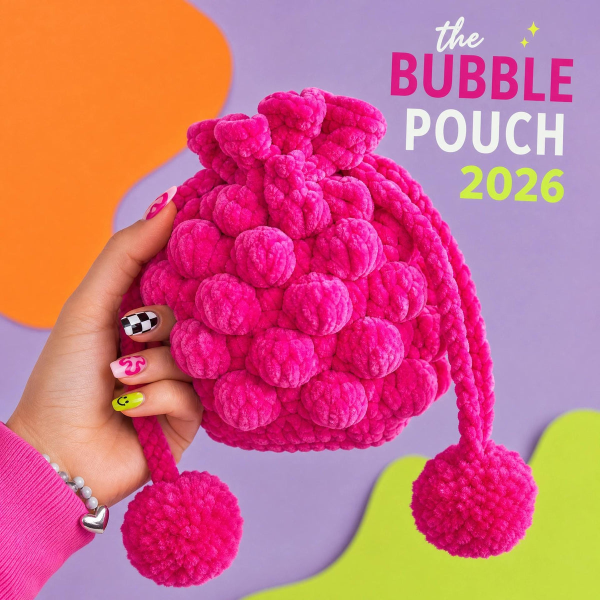 Beginner Crochet Pouch Pattern | Textured Bobble Stitch Bag (PDF Download)