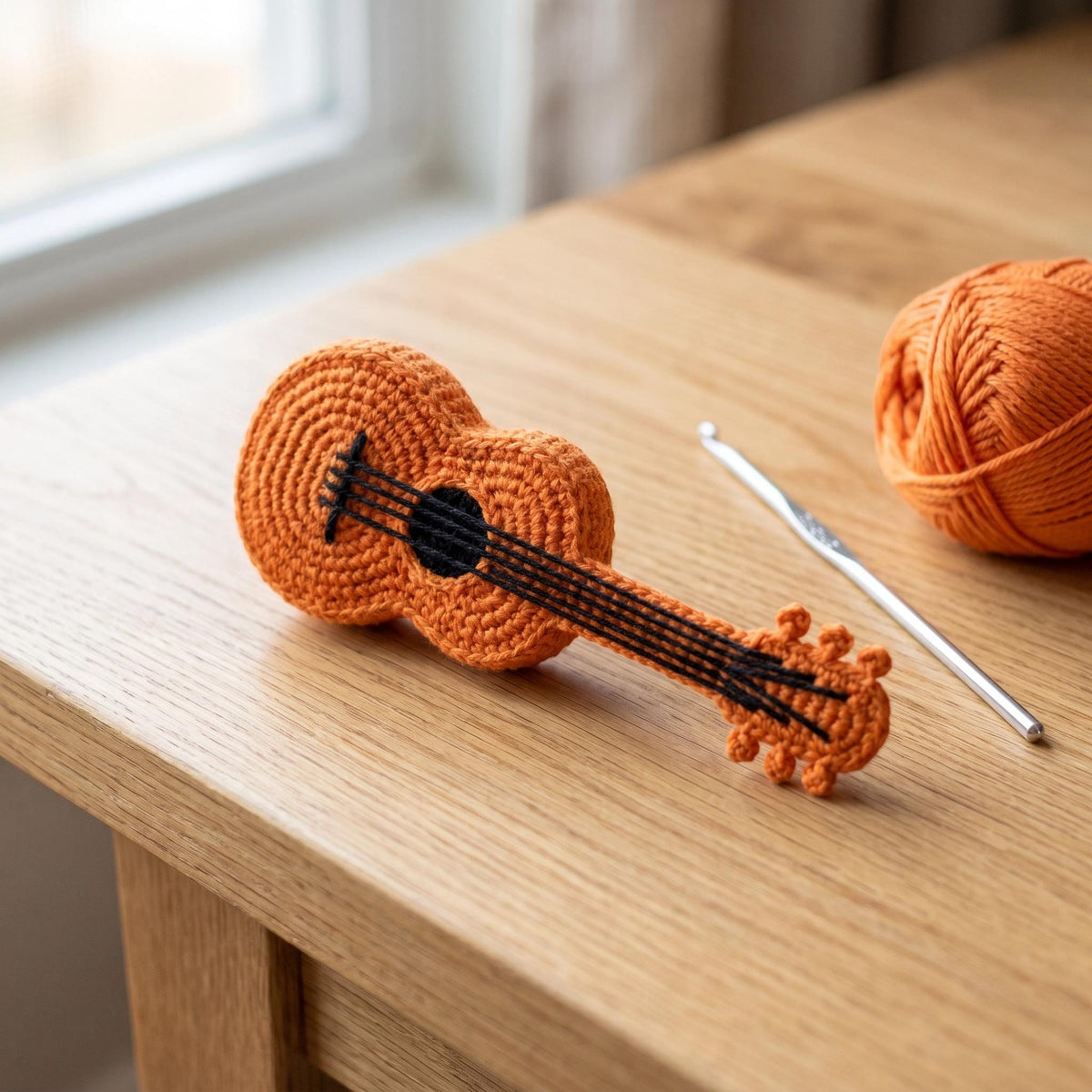 Crochet Mini Guitar Keychain Pattern - Beginner-Friendly Amigurumi PDF - Instant Download