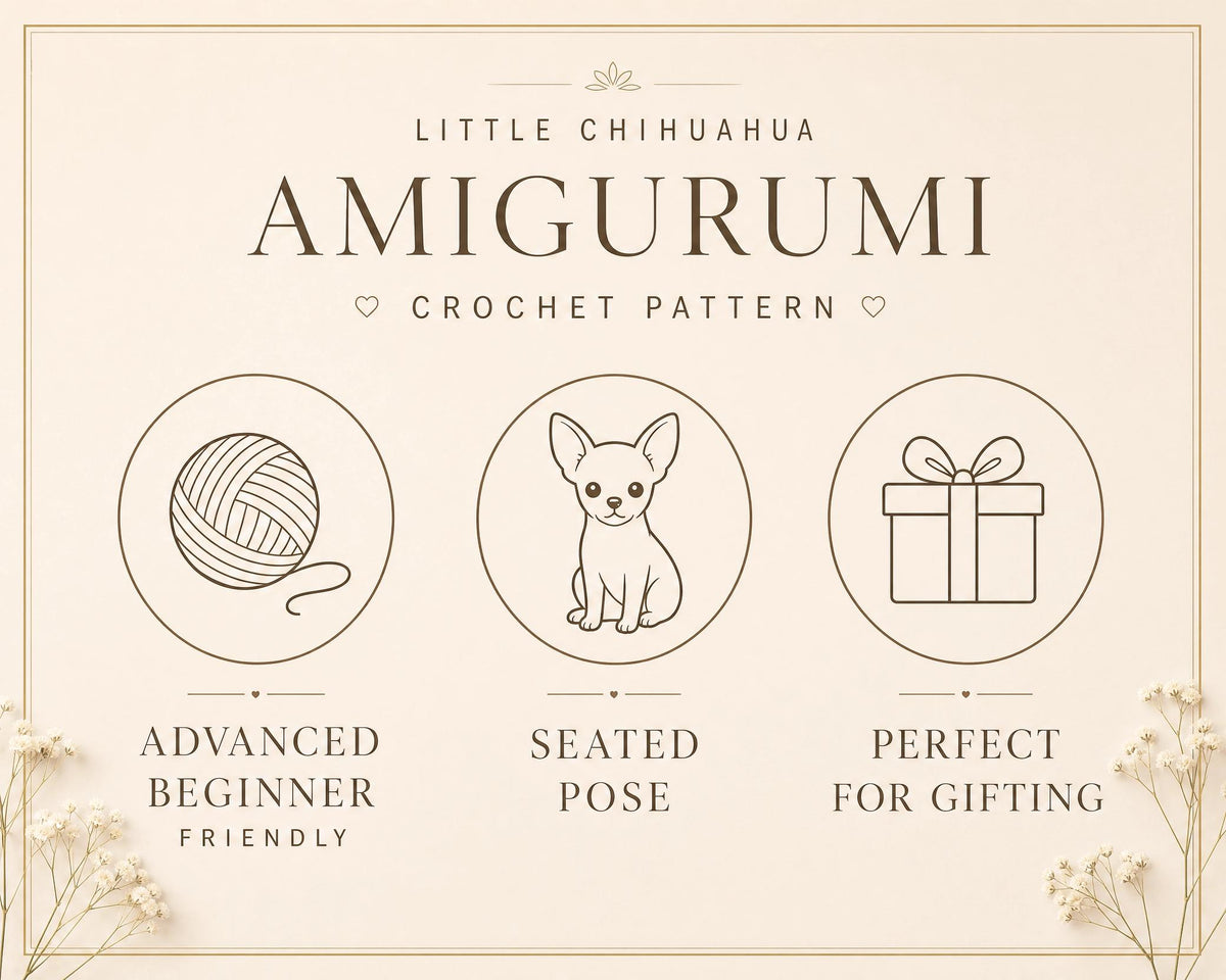 Little Chihuahua Amigurumi Crochet Pattern | Sitting Puppy Plushie PDF (Instant Download)