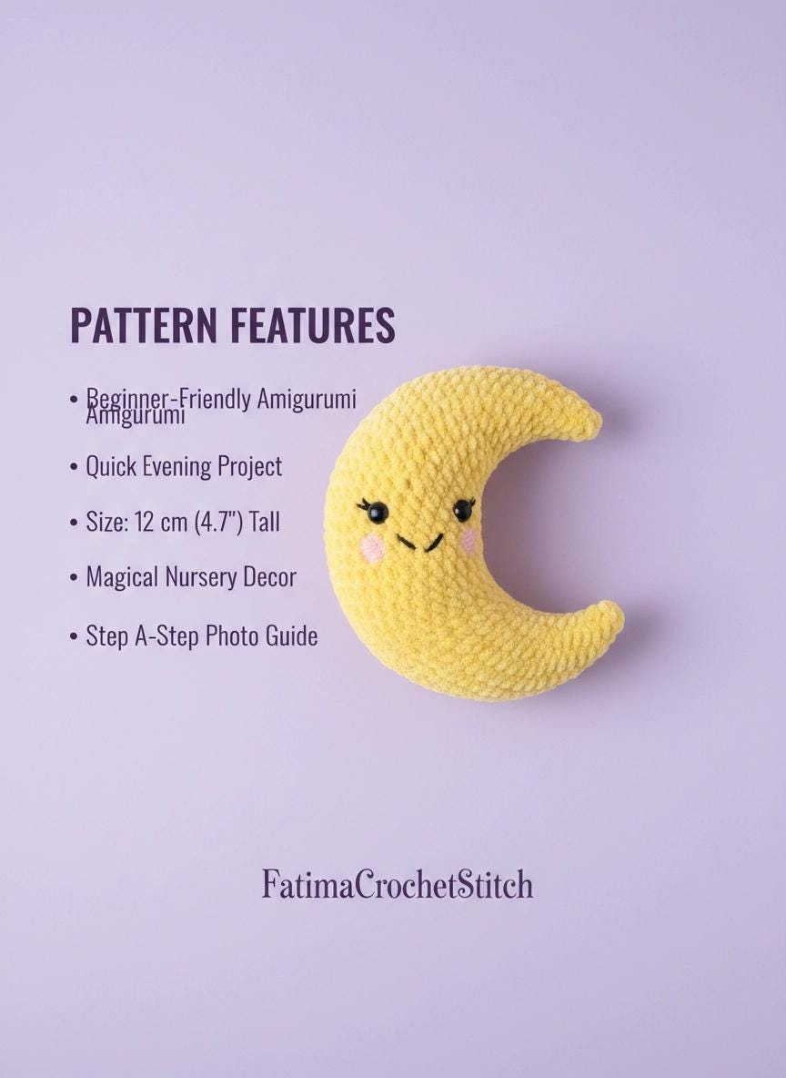 Amigurumi Moon Crochet Pattern | Beginner-Friendly Crescent Moon (PDF Download)