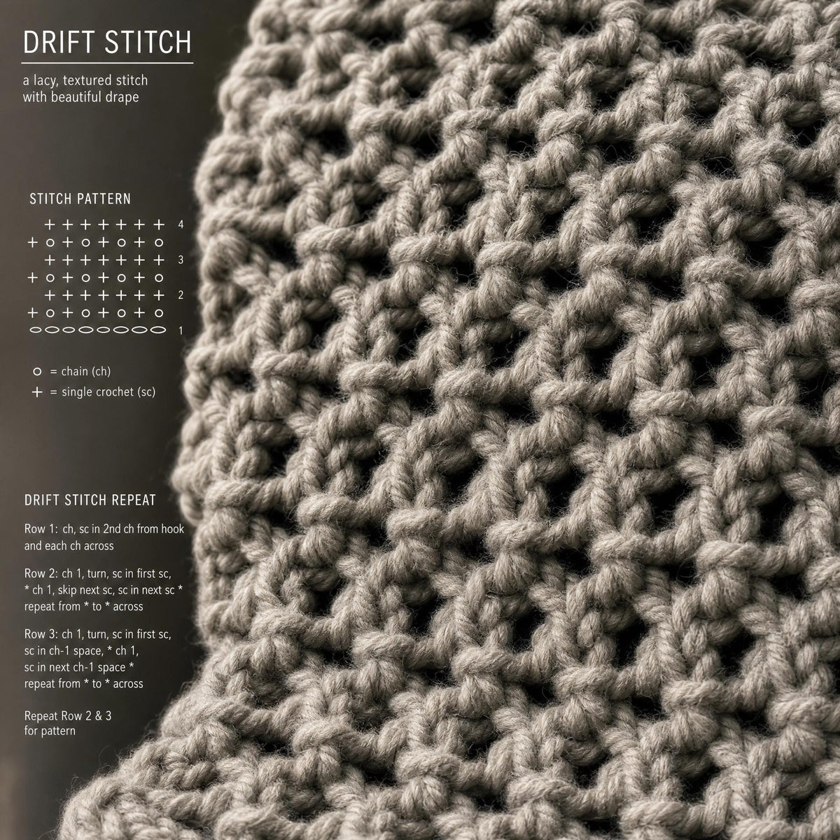 Driftwood Wrap Scarf Crochet Pattern | Beginner Chunky Scarf, Super Bulky Yarn (Digital Download)