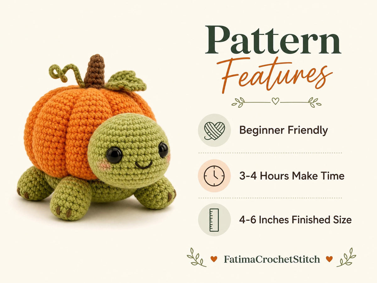 Turtle Pumpkin Crochet Pattern | Beginner Amigurumi PDF | Fall Decor