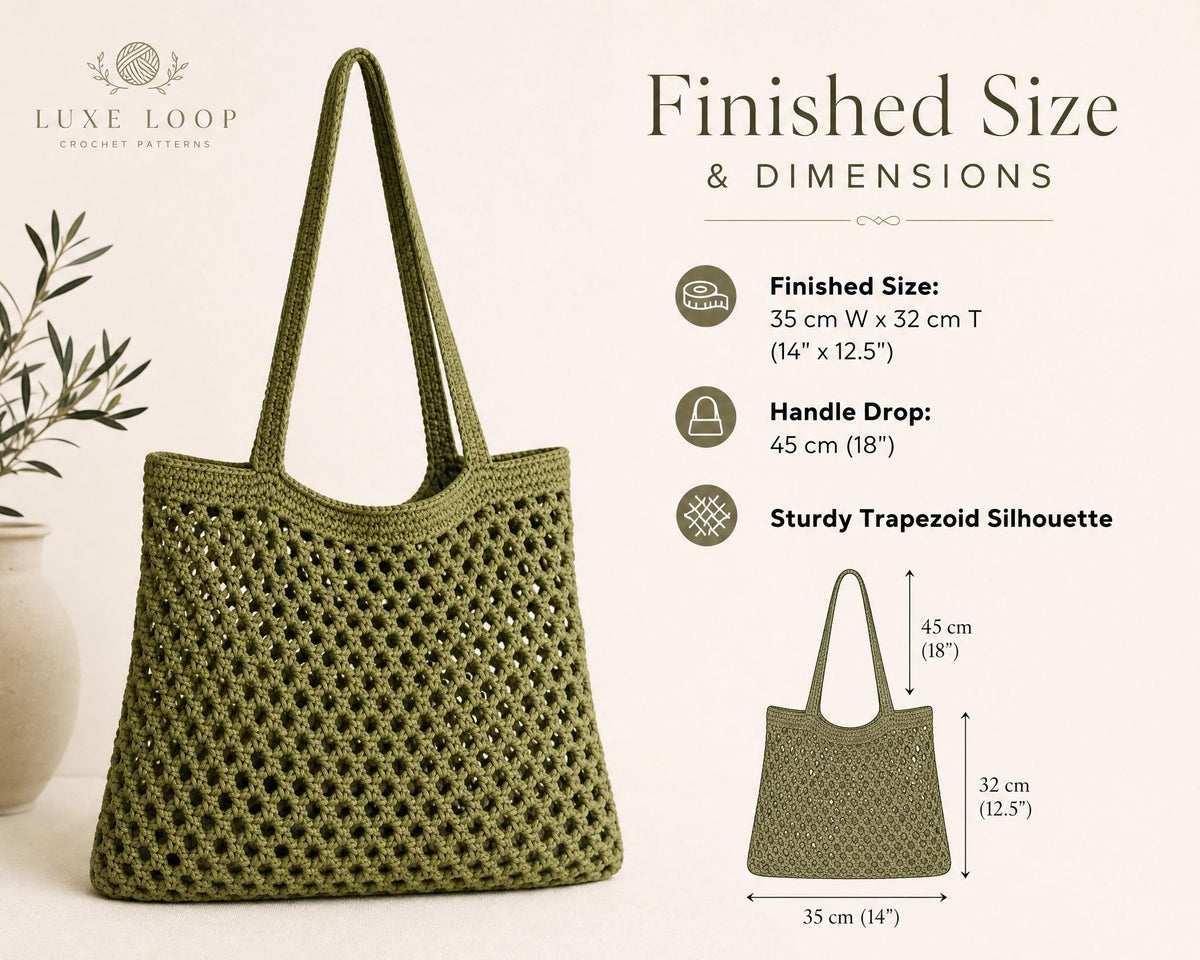 Weekend Market Tote Crochet Pattern, Ribbed Texture Bag PDF, Sustainable Shopper, Intermediate