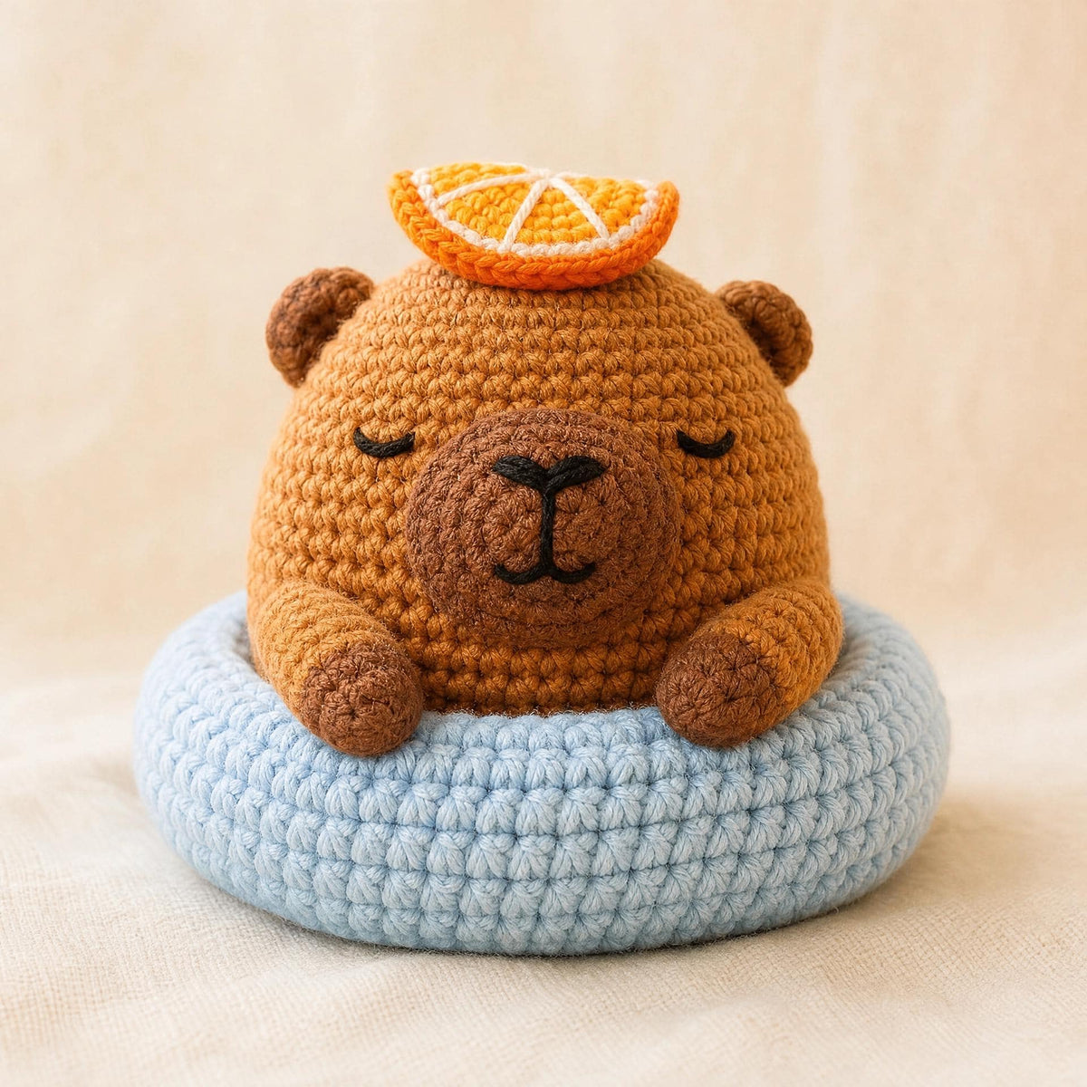 Capybara Amigurumi Pattern: Beginner Crochet PDF with Orange-Slice Hat