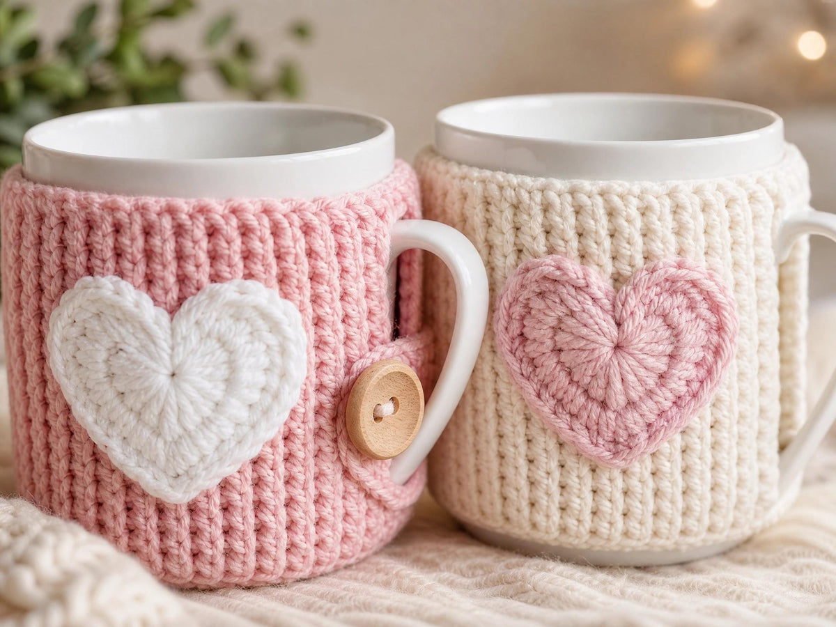 Crochet Cup Cozy Patterns | Heart, Cloud, Daisy, Rainbow, Granny Square Designs (PDF Download)
