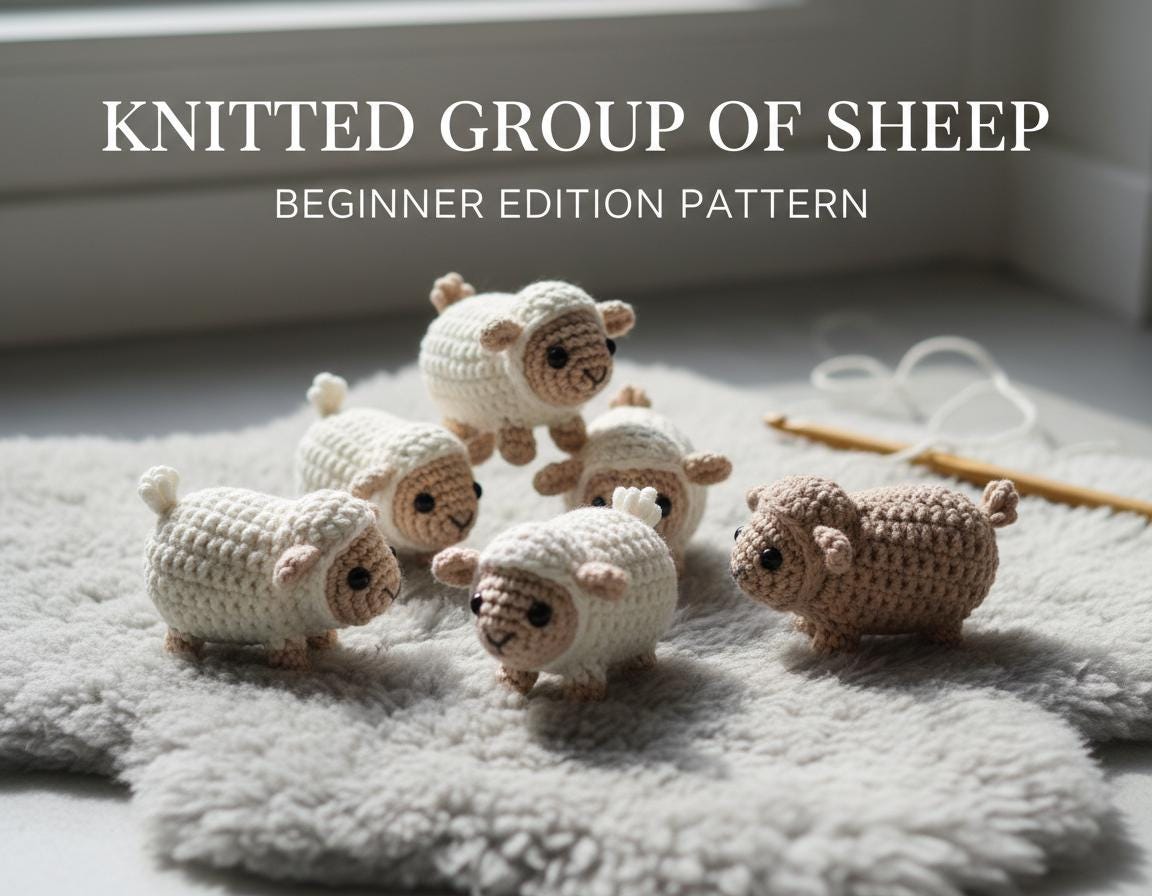 Knitted Sheep Amigurumi Pattern PDF | Beginner Friendly Farm Animal Toy | Step-by-Step Instant Download