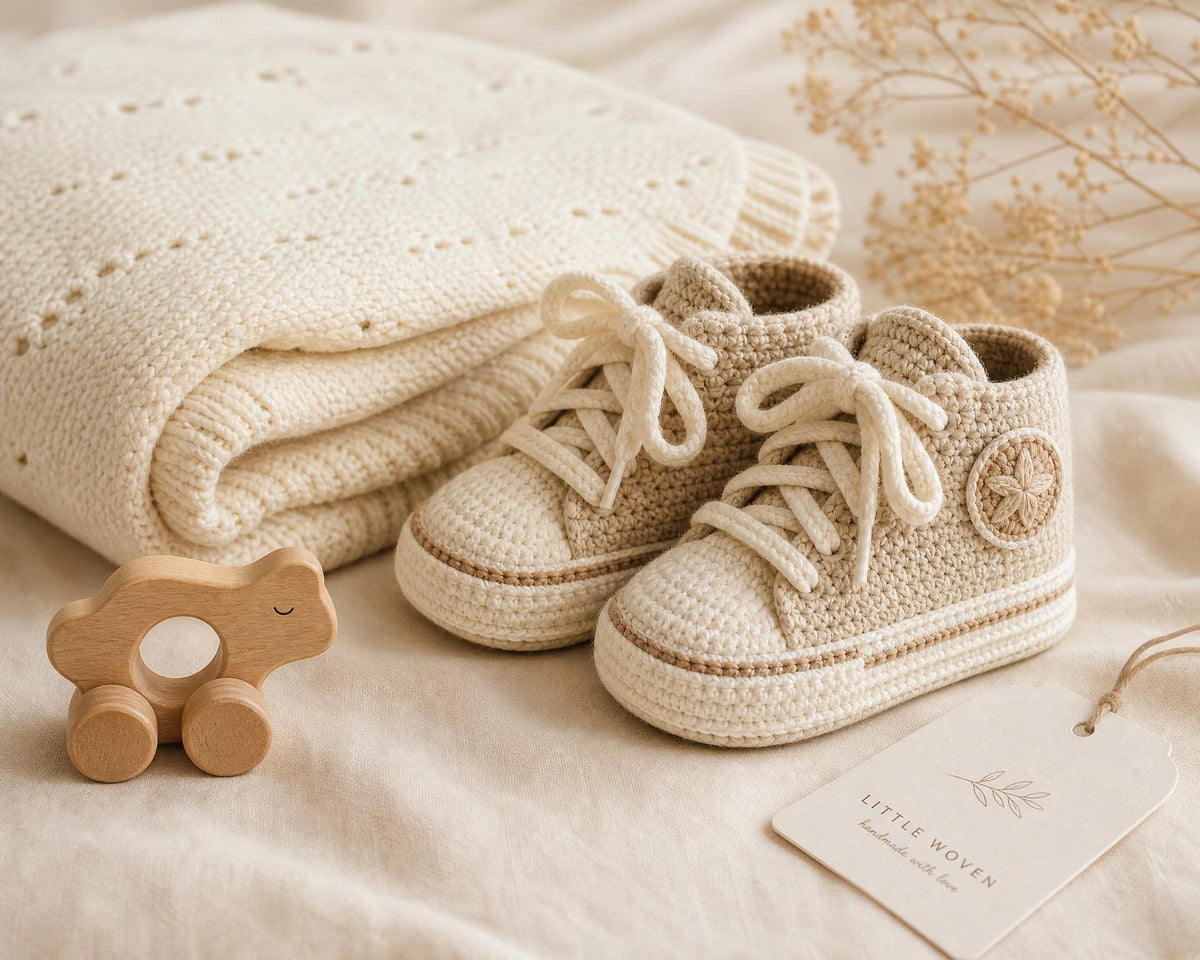 Crochet Baby Sneakers Pattern | High-Top Booties, 0-9 Months (PDF Download) English + Dutch
