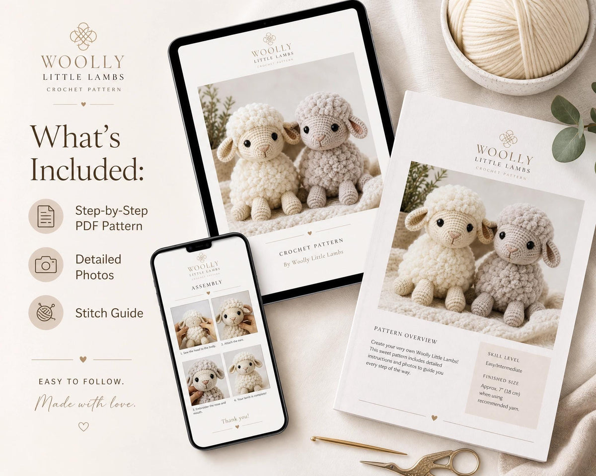 Woolly Little Lambs Crochet Pattern, Chenille Amigurumi Lamb, Advanced Beginner PDF