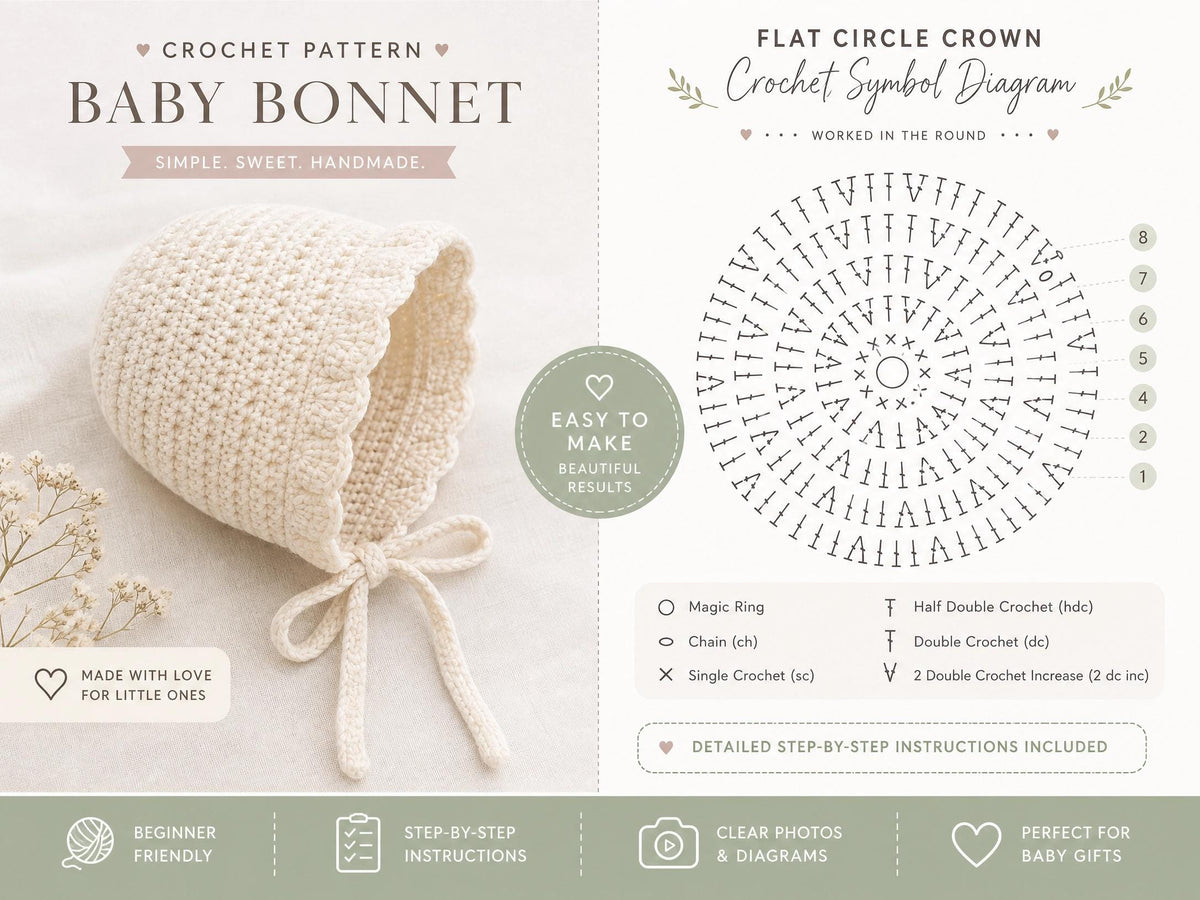 Alice Vintage Baby Bonnet and Booties Crochet Pattern – Heirloom Newborn Set (PDF Pattern)