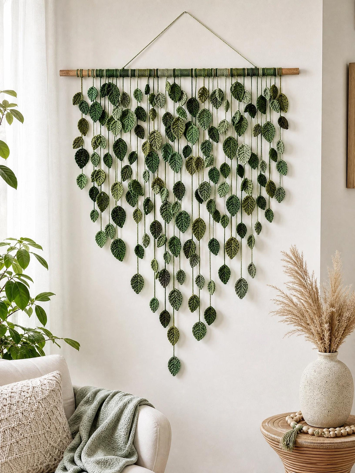 Trailing Leaf Vine Crochet Wall Hanging Pattern - Beginner-Friendly Boho Botanical Decor - Digital PDF