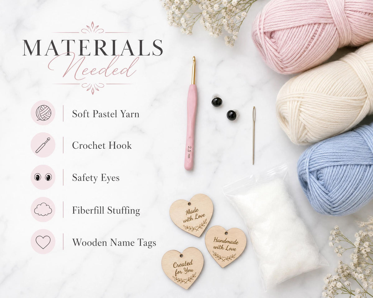 Crochet Bear Keychain Pattern, Amigurumi Heart, Personalized Name Tag (PDF Download)