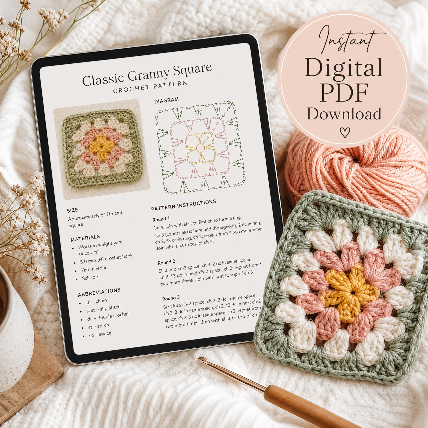 500+ Ultimate Granny Square Crochet Pattern Bundle | Mega Digital Download | Instant PDF | Beginner Friendly Afghan Blanket Motifs