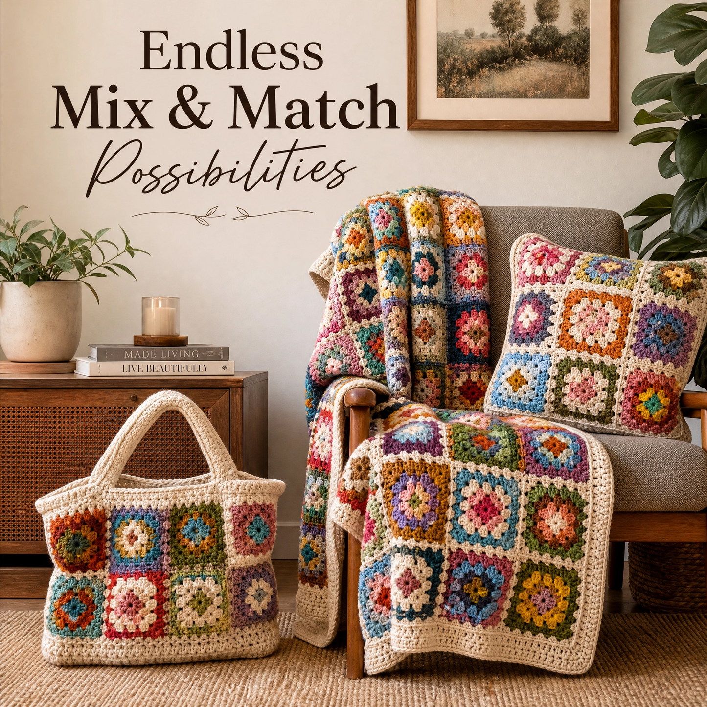 500+ Ultimate Granny Square Crochet Pattern Bundle | Mega Digital Download | Instant PDF | Beginner Friendly Afghan Blanket Motifs